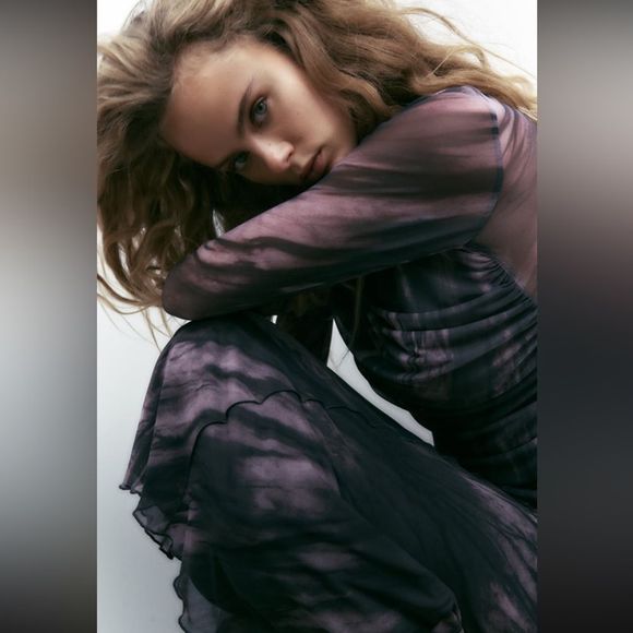 ZARA PRINTED RUCHED TULLE SKIRT & TOP 9250/081/229/018 - Picture 6 of 15